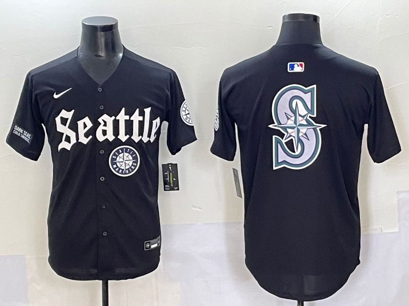 Men 2025 Seattle Mariners Blank black Five generations Joint Name Nike MLB Jersey style 18